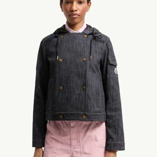 Diervilla Hooded Double-Breasted Denim Jacket