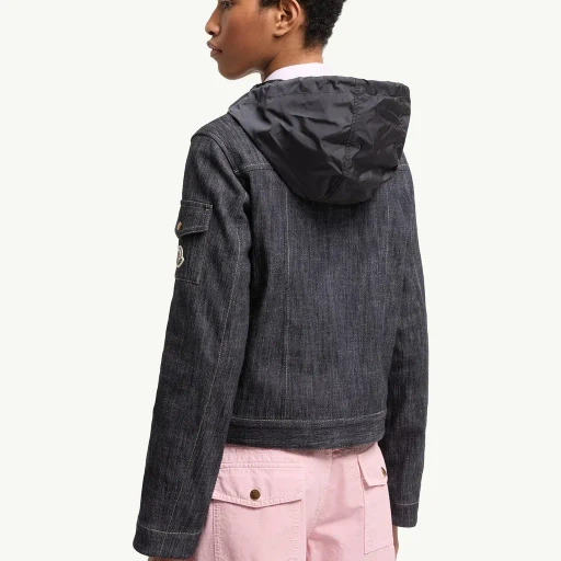 Diervilla Hooded Double-Breasted Denim Jacket