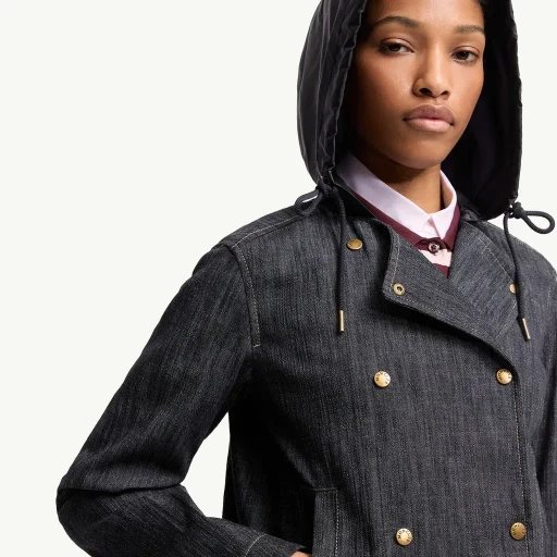 Diervilla Hooded Double-Breasted Denim Jacket