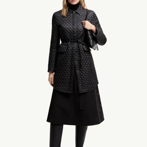 Raissac Geometric-Quilted Long Down Jacket