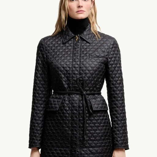 Raissac Geometric-Quilted Long Down Jacket