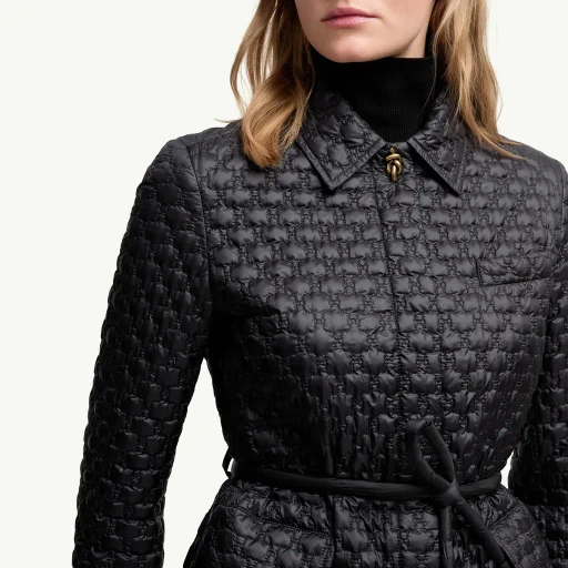 Raissac Geometric-Quilted Long Down Jacket