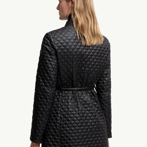 Raissac Geometric-Quilted Long Down Jacket