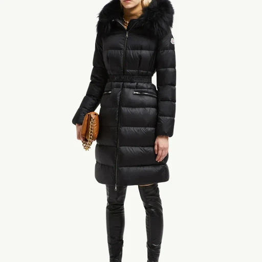 Boedic Hooded Shearling-Trimmed Long Down Jacket