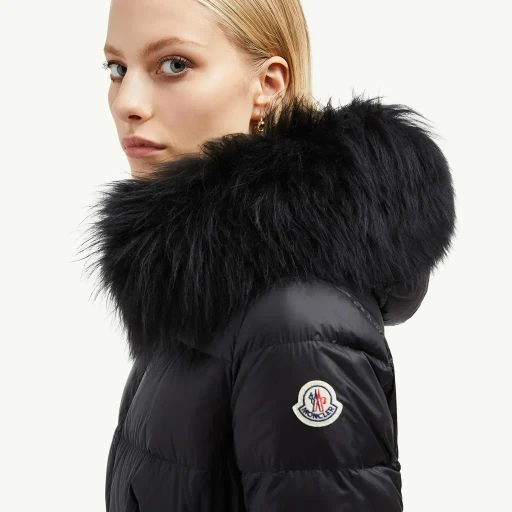 Boedic Hooded Shearling-Trimmed Long Down Jacket