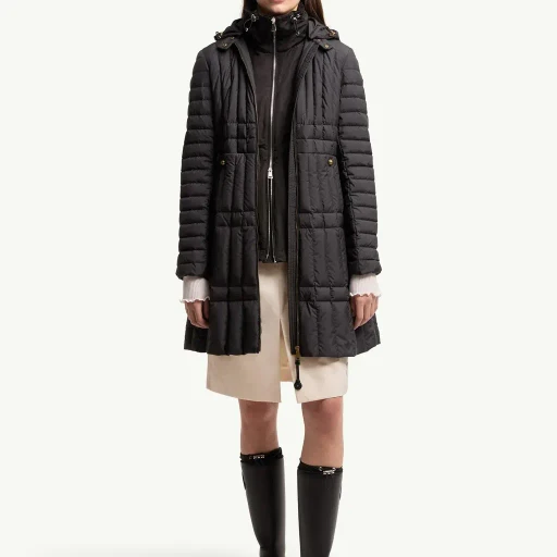 Menthelong Vertical-Quilted Hooded Down Jacket