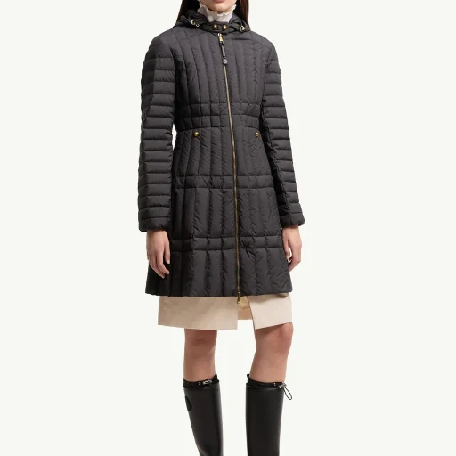 Menthelong Vertical-Quilted Hooded Down Jacket