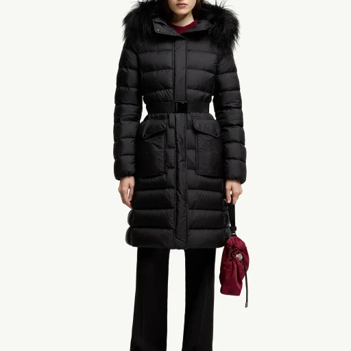 Khloesse Hooded Shearling-Trimmed Long Down Jacket