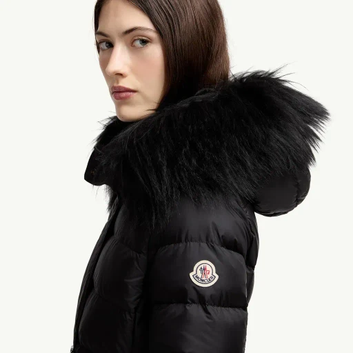 Khloesse Hooded Shearling-Trimmed Long Down Jacket