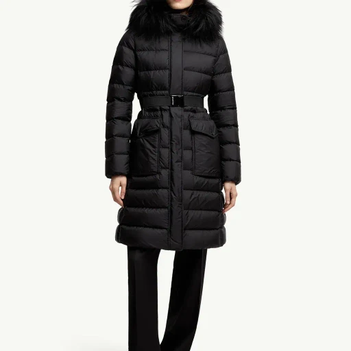 Khloesse Hooded Shearling-Trimmed Long Down Jacket