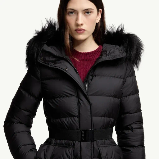 Khloesse Hooded Shearling-Trimmed Long Down Jacket