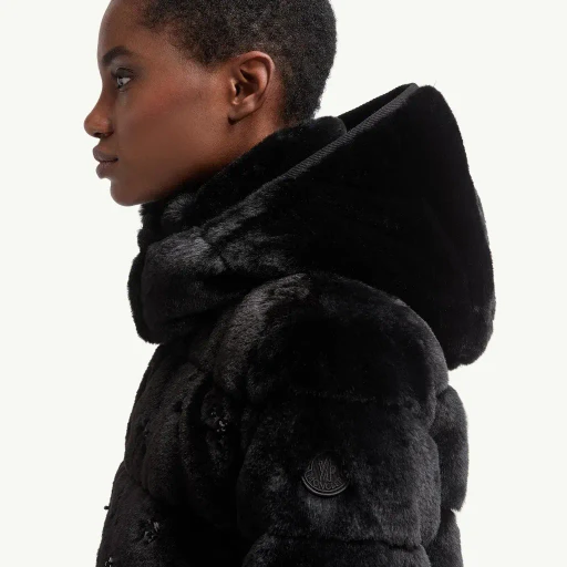 Andronne Sequin-Embroidered Hooded Short Down Jacket
