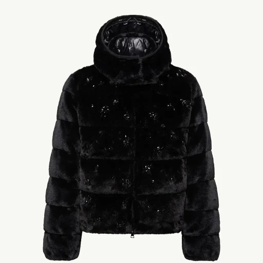 Andronne Sequin-Embroidered Hooded Short Down Jacket