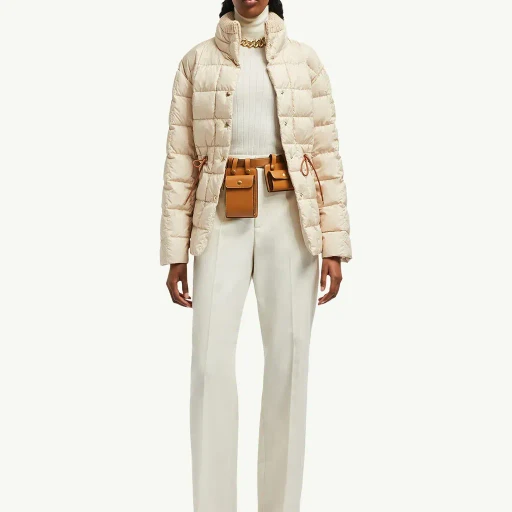 Antigone Leather-Trimmed Short Down Jacket