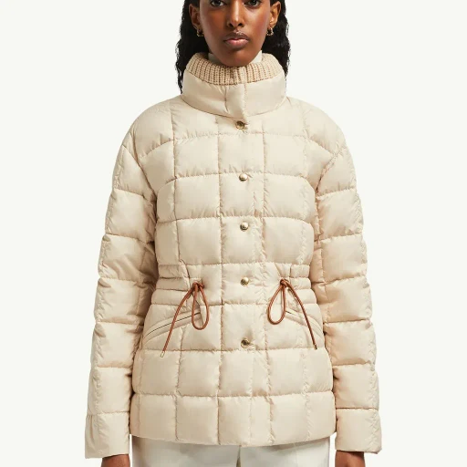 Antigone Leather-Trimmed Short Down Jacket