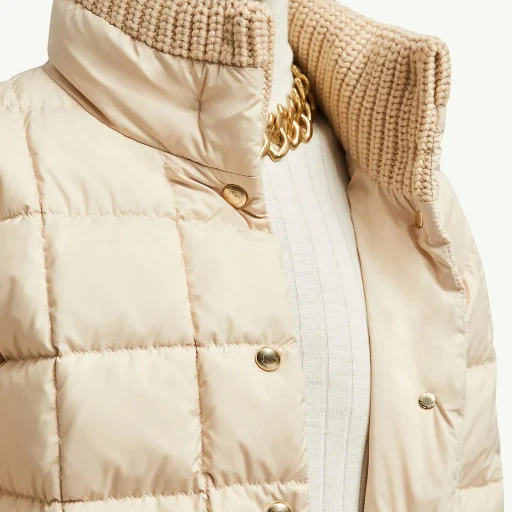 Antigone Leather-Trimmed Short Down Jacket