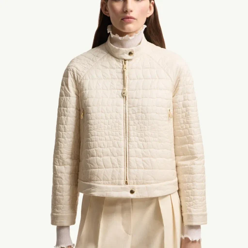 Aubrieta Geometric-Quilted Short Down Jacket