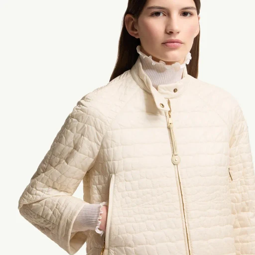 Aubrieta Geometric-Quilted Short Down Jacket