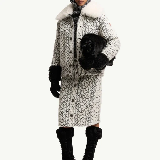 Beille Shearling-Trimmed Down Bomber Jacket