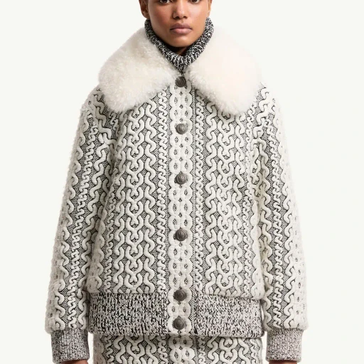 Beille Shearling-Trimmed Down Bomber Jacket