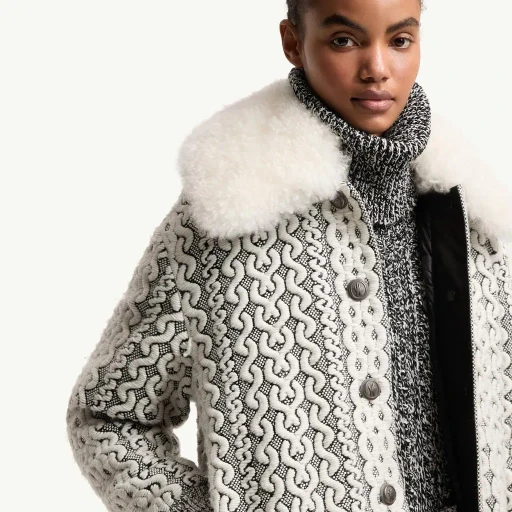Beille Shearling-Trimmed Down Bomber Jacket