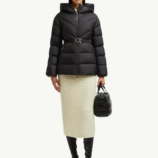 Brosse Diagonal-Quilted Hooded Short Down Jacket