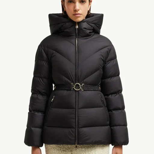Brosse Diagonal-Quilted Hooded Short Down Jacket
