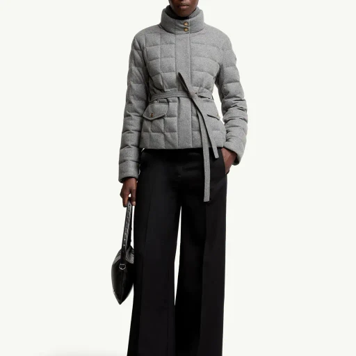 Bussettes Wool Blend Belted Short Down Jacket
