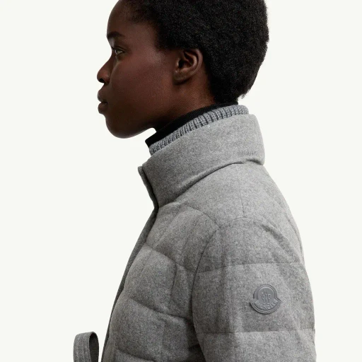 Bussettes Wool Blend Belted Short Down Jacket