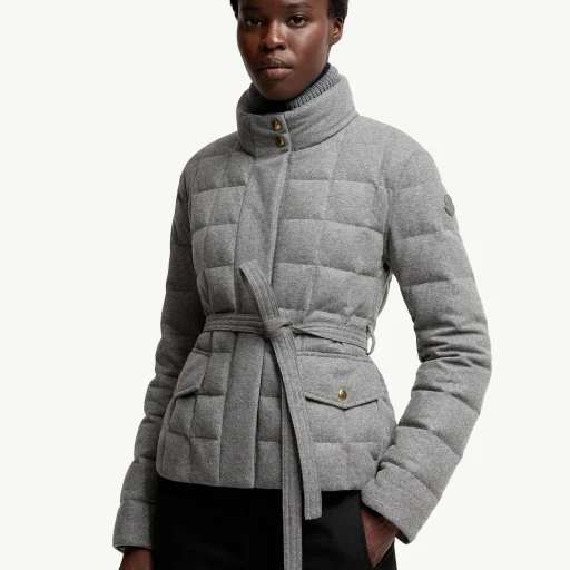 Bussettes Wool Blend Belted Short Down Jacket