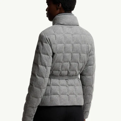 Bussettes Wool Blend Belted Short Down Jacket