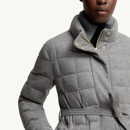 Bussettes Wool Blend Belted Short Down Jacket