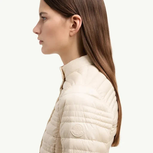 Cataire Striped-Quilted Down-Filled Biker Jacket
