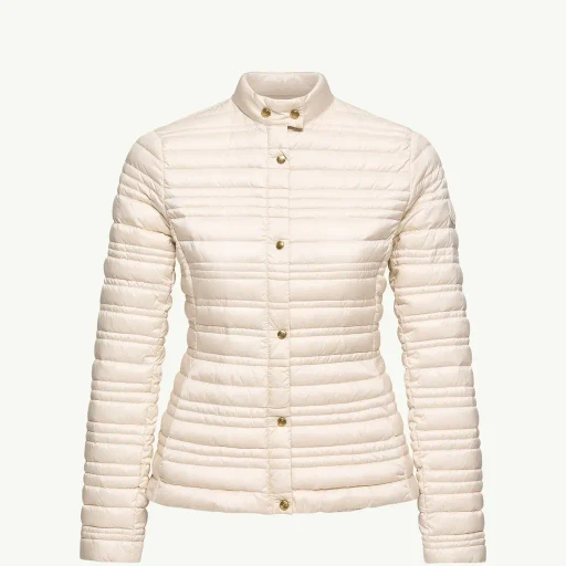 Cataire Striped-Quilted Down-Filled Biker Jacket