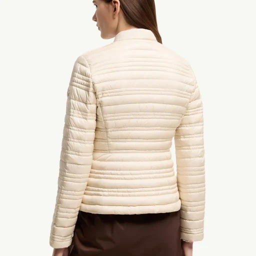 Cataire Striped-Quilted Down-Filled Biker Jacket