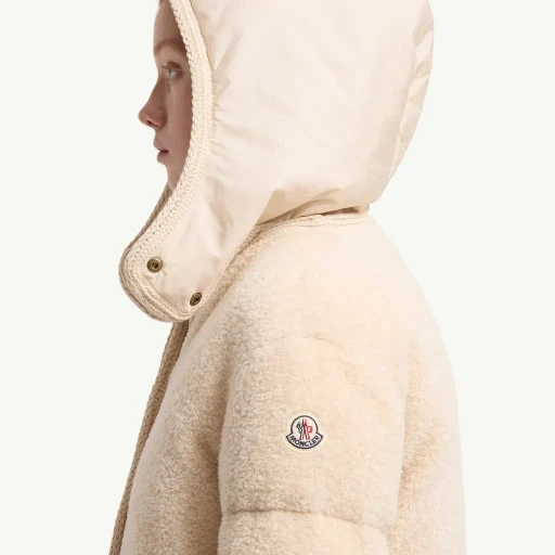 Ciboulette Braided Trim Teddy Hooded Short Down Jacket