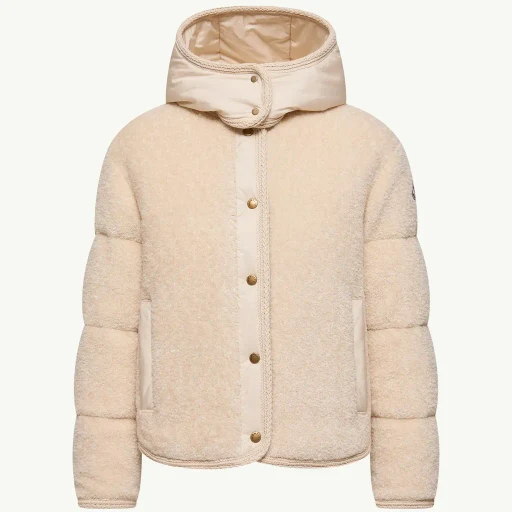 Ciboulette Braided Trim Teddy Hooded Short Down Jacket