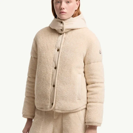 Ciboulette Braided Trim Teddy Hooded Short Down Jacket