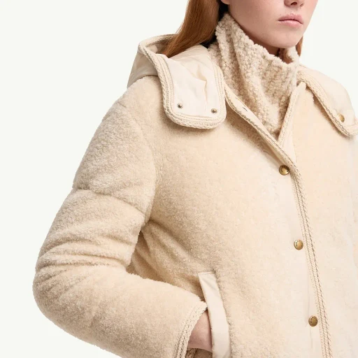 Ciboulette Braided Trim Teddy Hooded Short Down Jacket