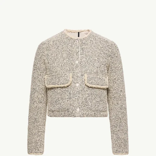 Dauphine Wool & Silk Blend Bouclé Short Down Jacket