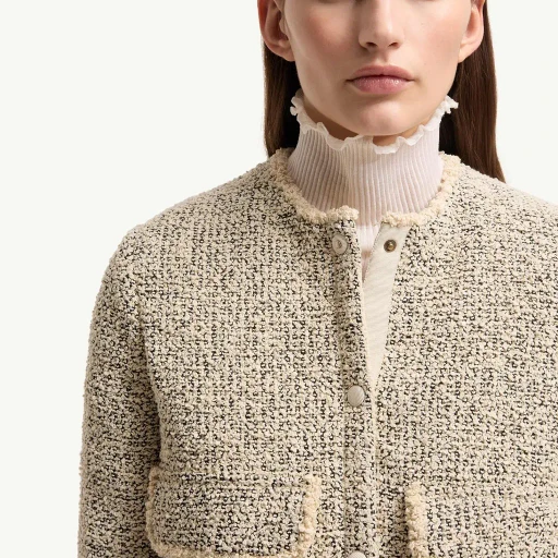 Dauphine Wool & Silk Blend Bouclé Short Down Jacket