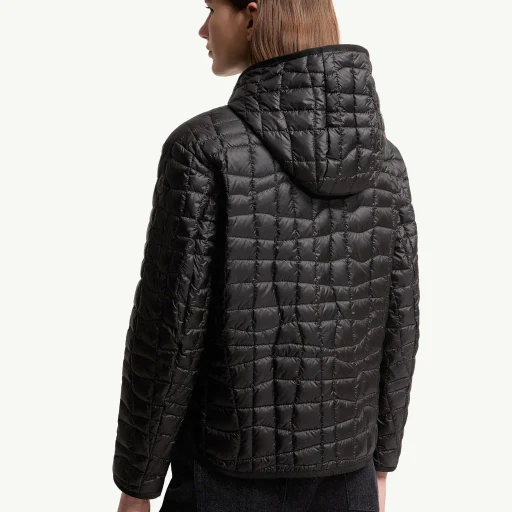 Eglantier Hooded Geometric-Quilted Short Down Jacket