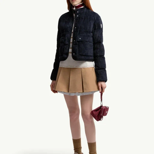 Essarts Braided Trim Corduroy Short Down Jacket