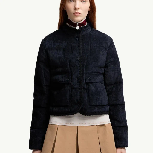 Essarts Braided Trim Corduroy Short Down Jacket