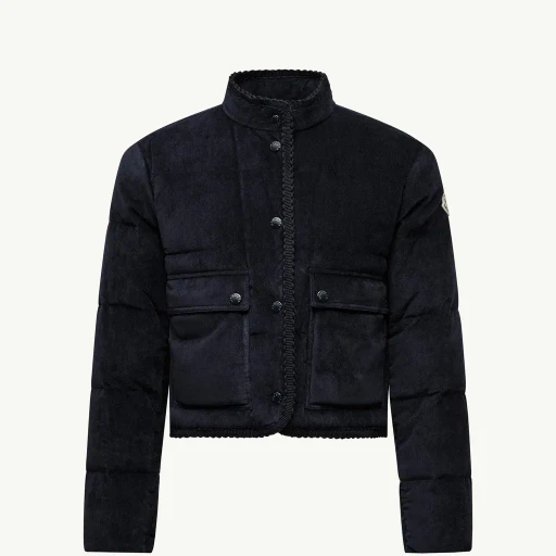 Essarts Braided Trim Corduroy Short Down Jacket