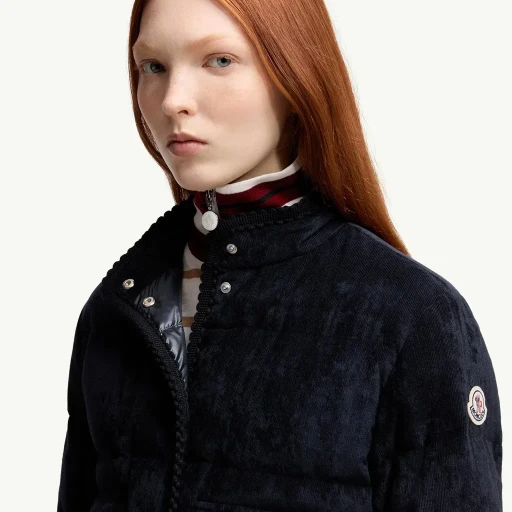 Essarts Braided Trim Corduroy Short Down Jacket
