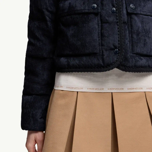 Essarts Braided Trim Corduroy Short Down Jacket