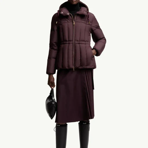 Estom Vertical-Quilted Hooded Short Down Jacket