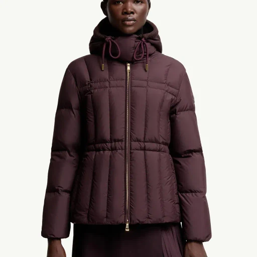 Estom Vertical-Quilted Hooded Short Down Jacket