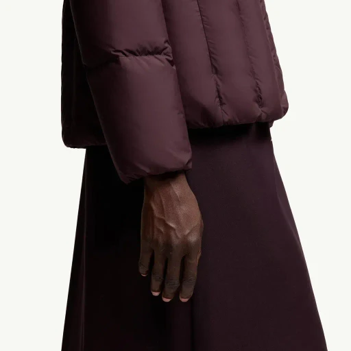 Estom Vertical-Quilted Hooded Short Down Jacket
